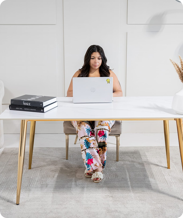 Woman working on laptop